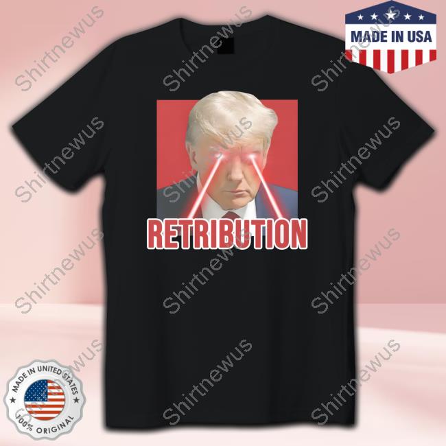 Official Patriot Art Shop Retribution With Laser Eyes Trump Mugshot Sweatshirt Joey Mannarino