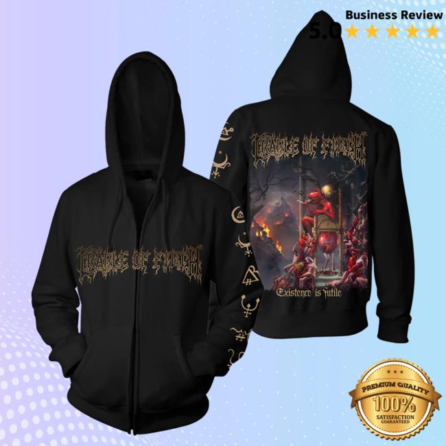 Official Night Shift Merch Indie Merch Store Cradle Of Filth - Existence Is Futile Zip-Up Pullover Hoodie NightShiftMerch IndieMerchStore