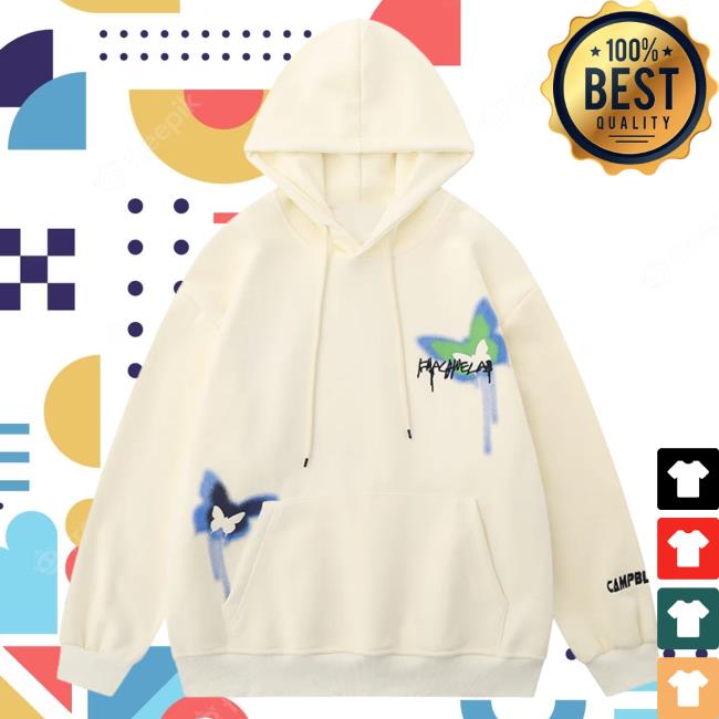 Lemandik Graphic Hooded Sweatshirt Apricot Colorful Butterfly