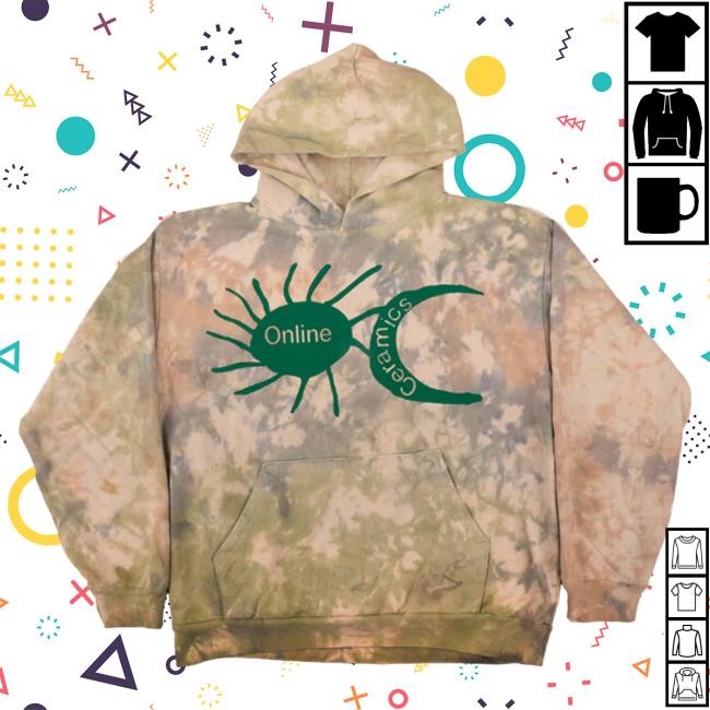 Official Online Ceramics Clothing Sun and Moon Logo Tie Dyed and Stonewashed Popover Hoodie OnlineCeramics