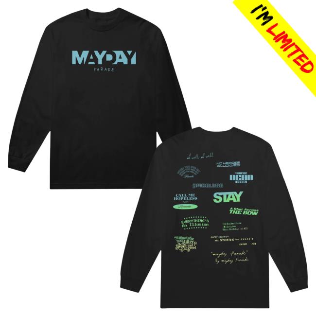Official Merch Now Mayday Parade Self-Titled Gradient Black Long Sleeve Tee MerchNow