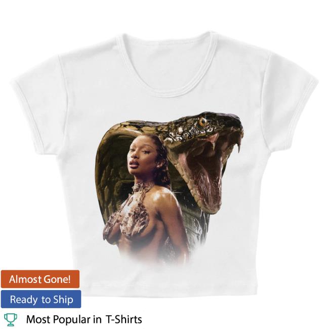 Official Megan Thee Stallion Merch Store Cobra Crop Top - White T-Shirt Megan Thee Stallion Clothing Shop MeganTheeStallion