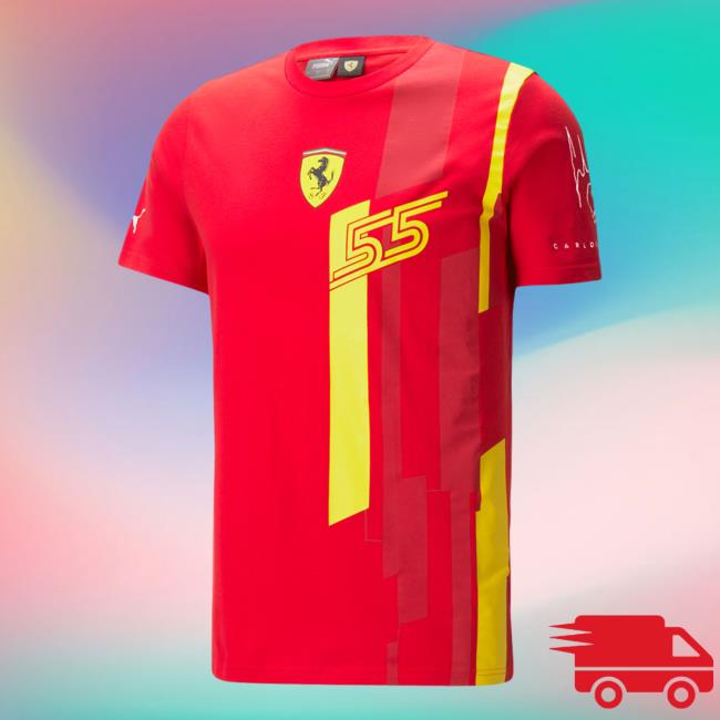 Official Scuderia Ferrari 2023 Team Carlos Sainz Special Edition Spanish GP Hooded Sweatshirt