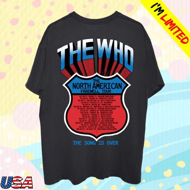 Official The Who The Song is Over North America Highway Dateback Hot Shirt The Who Rock Band