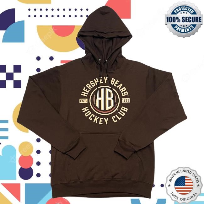 Official Hershey Bears Merch Store Hershey Bears Hockey Club Brown Crewneck Sweatshirt Hersheybears