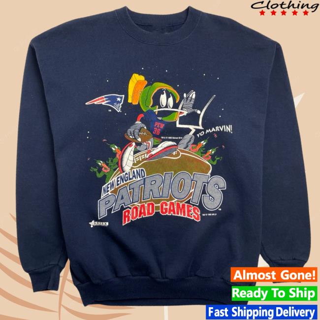 Official Shop Demand Vintage '93 Marvin The Martian N.E. Patriots Long Sleeve Tees Navy Shopdemand