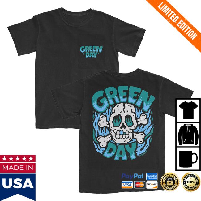 Official Green Day Merch Store Shop Green Day Blue Skull Tee GreenDay
