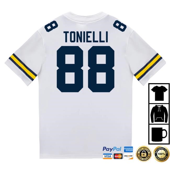 Michigan Wolverines #88 Deakon Tonielli Student Athlete White Football Jersey Tshirt The M Den Shop