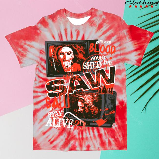 Official Studiohouse Designs Merch Store Saw Limited Tiedye T Shirt Live Or Die (Red) Studiohouse Designs Apparel Clothing Shop StudiohouseDesigns