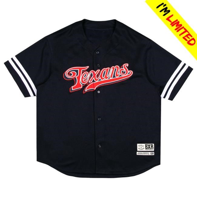 Official Born X Raised Merch Store Born X Raised + Texans Button Up Jersey: Deep Steel Blue Tee