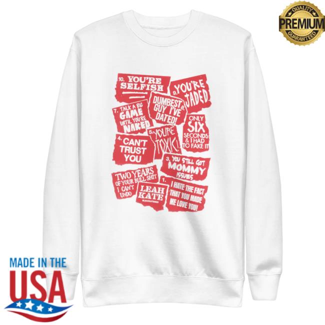 Official Leah Kate Merch Leah Kate 10 Things Tee Shirt Leahkatemusic