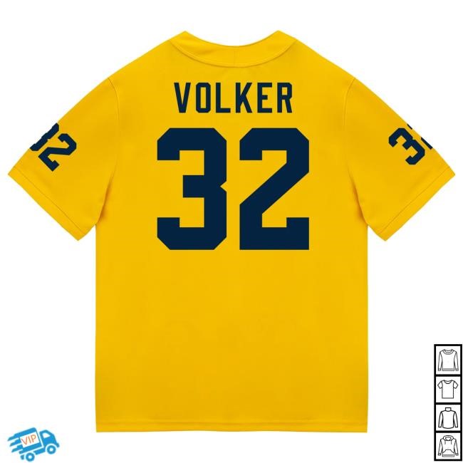 Michigan Wolverines #32 John Volker Student Athlete Maize Football Jersey Tee The M Den Shop