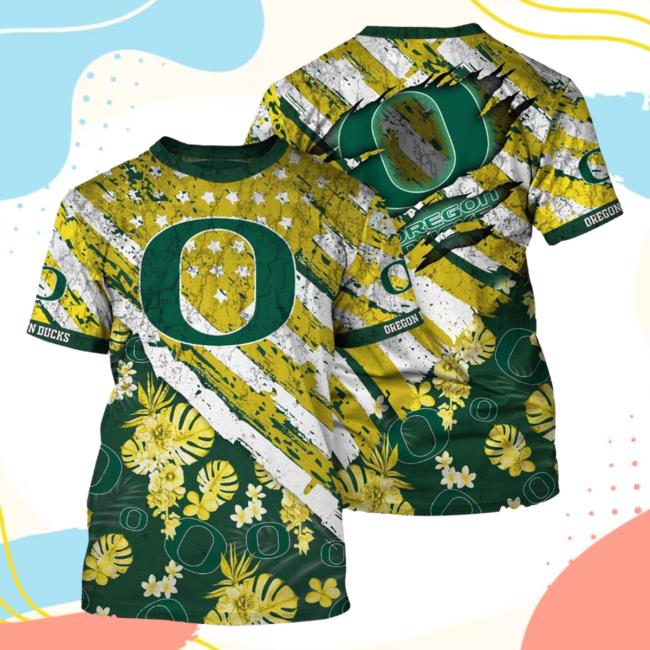 Banantees Oregon Ducks Tropical Flower Style And Flag All Over Printed 3D Shirt