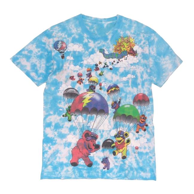 Official Throwback Vault Vintage Grateful Dead Parachute Bear Liquid Blue Tie Dye T Shirt 1993 90S