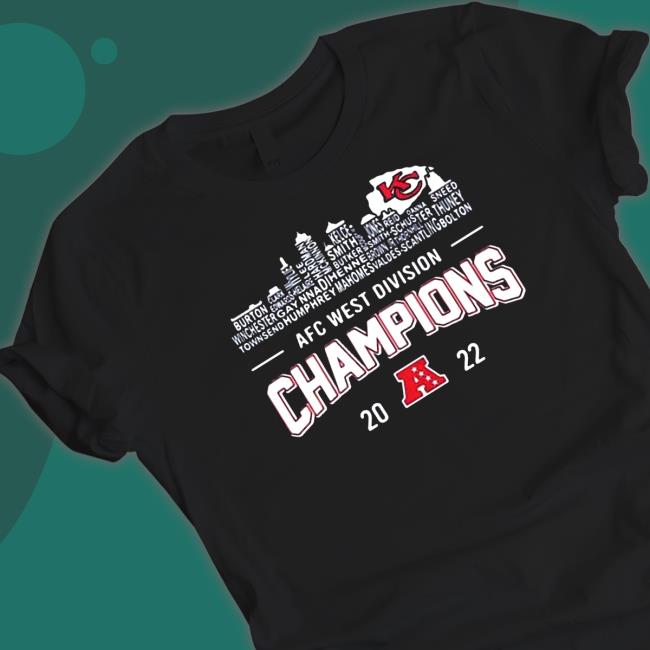 Kansas City Chiefs Name Players Skyline AFC West Division Champions 2022 Shirt 2022
