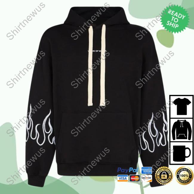 Official Vision Of Super Black Sweatshirt With White Flames