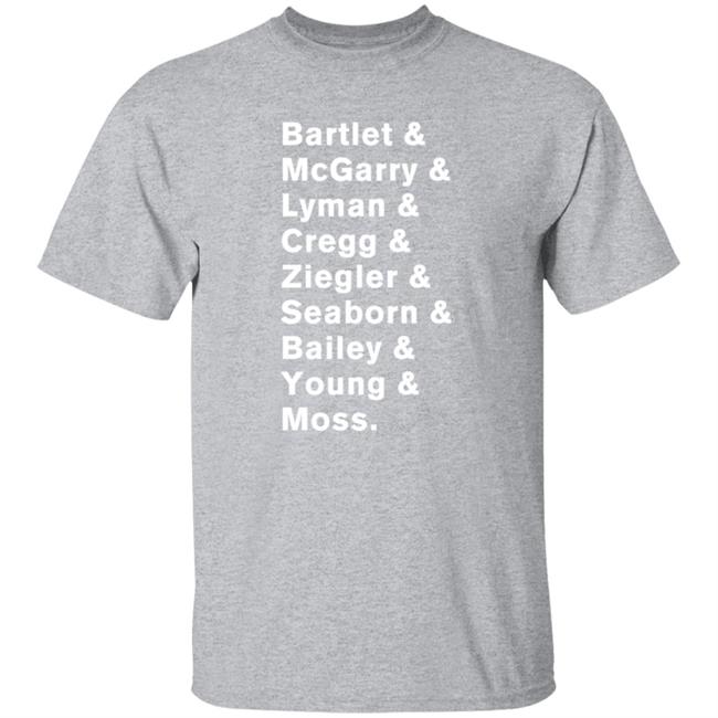 Pop Threads President Bartlet & Staff List Of Names Graphic T Shirt Bartlet Mcgarry Lyman Cregg The West Wing T Shirt Hoodie