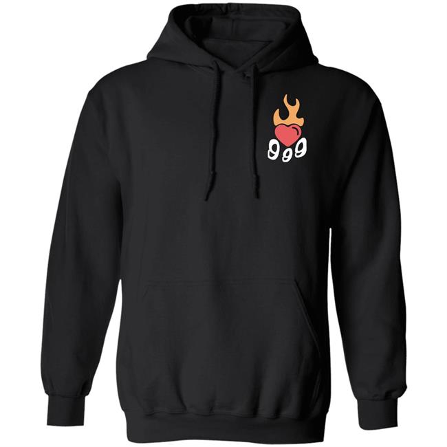 999 Club Merch Juice Wrld 999 Burning Hearts Hoodie Sweatshirt