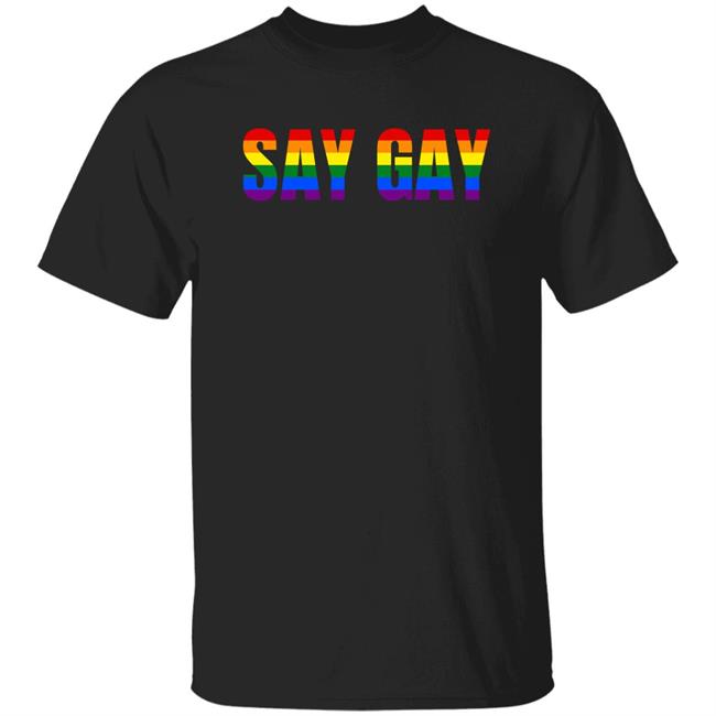 Queerencia Shop Say Gay Rainbow LGBT Shirt Dr. Rich Minuski