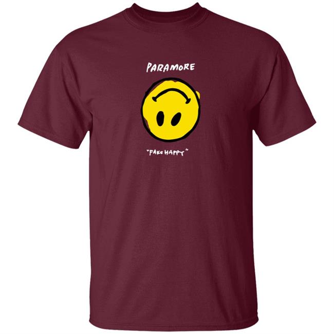 Paramore Merch Paramore Fake Happy Black T Shirt Paramore Merch Paramore Fake Happy Black T Shirt