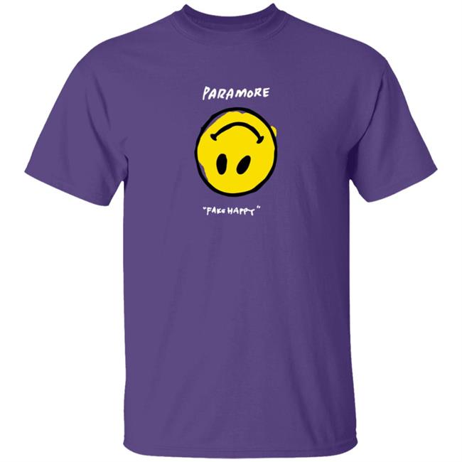 Paramore Merch Paramore Fake Happy Black T Shirt Paramore Merch Paramore Fake Happy Black T Shirt
