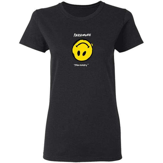 Paramore Merch Paramore Fake Happy Black T Shirt Paramore Merch Paramore Fake Happy Black T Shirt