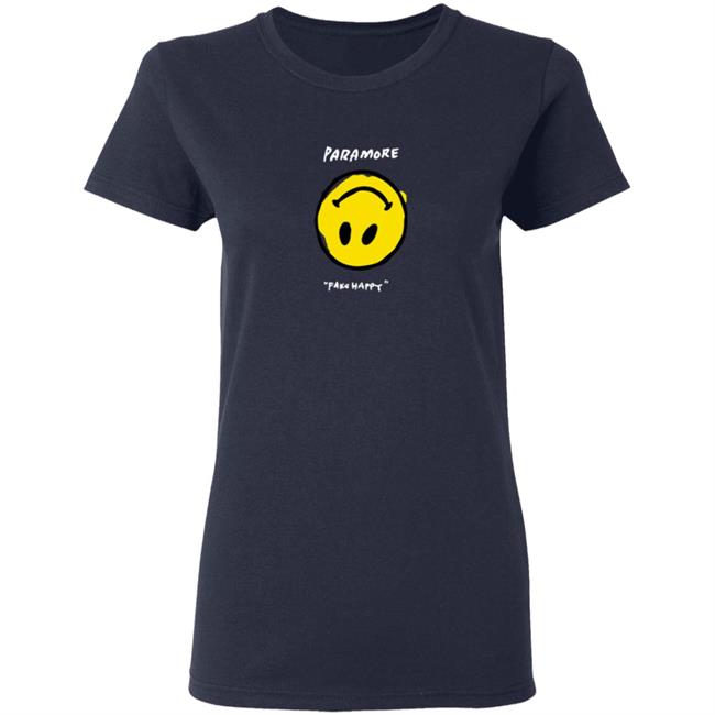 Paramore Merch Paramore Fake Happy Black T Shirt Paramore Merch Paramore Fake Happy Black T Shirt
