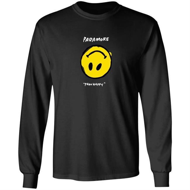 Paramore Merch Paramore Fake Happy Black T Shirt Paramore Merch Paramore Fake Happy Black T Shirt