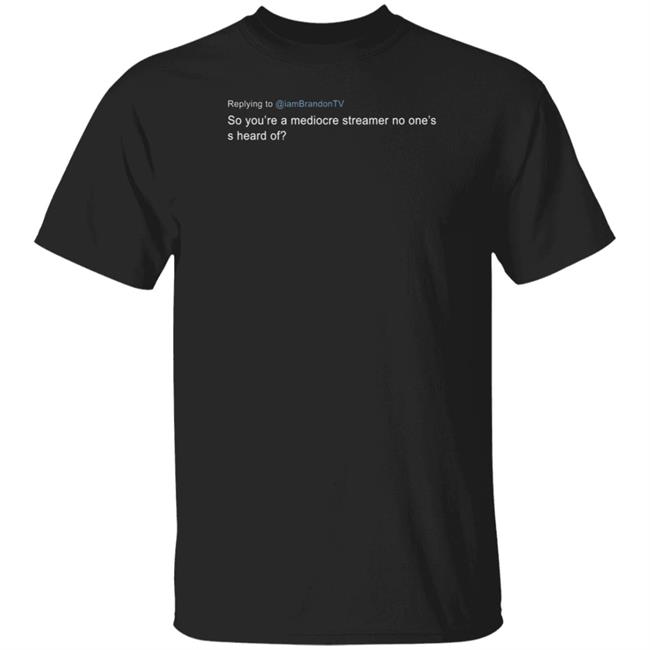 I Am Brandon Tv So You're A Mediocre Streamer No One'ss Heard Of Shirt