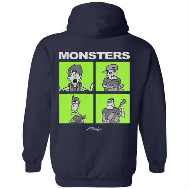 All Time Low Merch Monsters Square Hoodie All Time Low Merch Monsters Square Hoodie