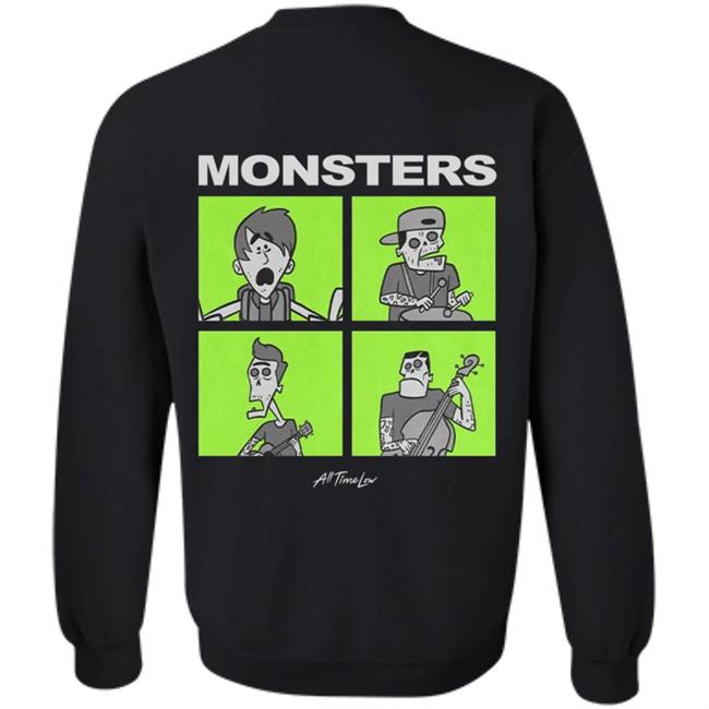 All Time Low Merch Monsters Square Hoodie All Time Low Merch Monsters Square Hoodie