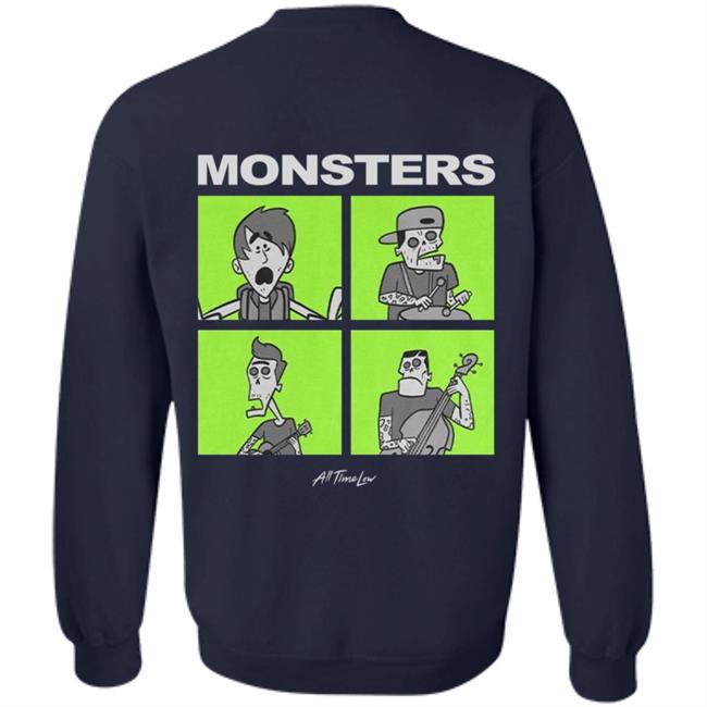 All Time Low Merch Monsters Square Hoodie All Time Low Merch Monsters Square Hoodie