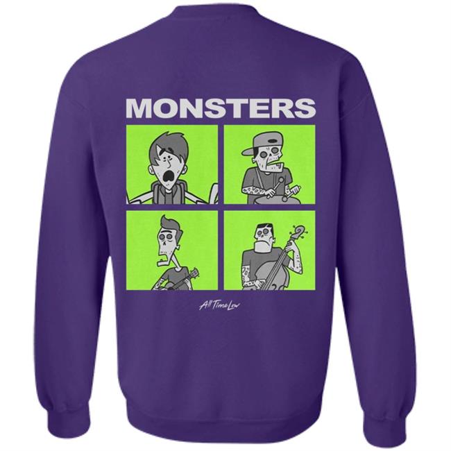 All Time Low Merch Monsters Square Hoodie All Time Low Merch Monsters Square Hoodie