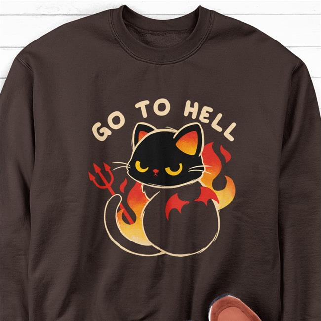 Qwertee Merch Go To Hell Cat Shirts Qwertee