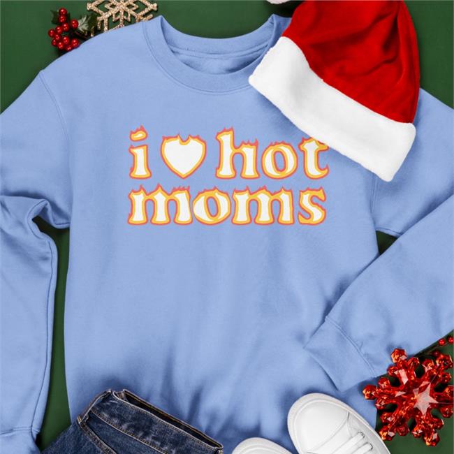 I Heart Hot Moms Flame White Long Sleeve Shirt