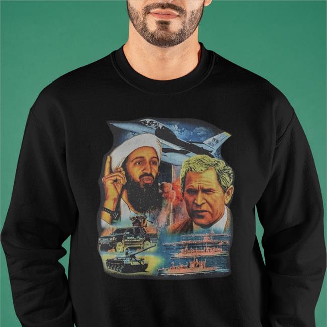 Illusive Music Merch Osama Bin Laden And George W Bush Pure Evil Gas Station Tee T A S H