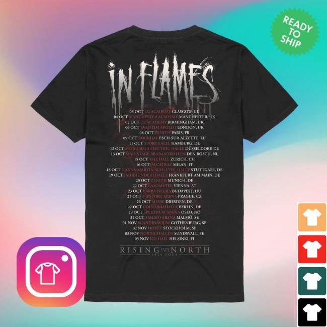 In Flames European Tour 2024 New Shirt In Flames Merch Shop