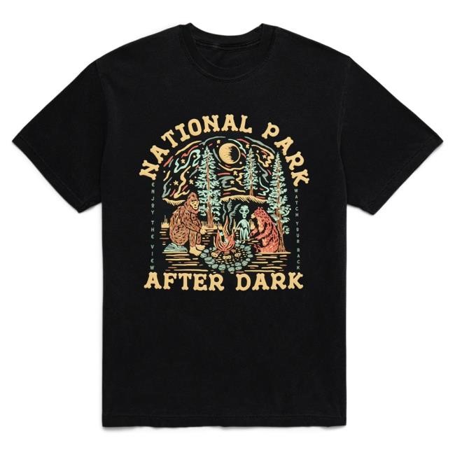 Official National Park After Dark Youth Cryptid Campfire Popover Shirt Black