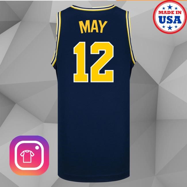 Michigan Wolverines #12 Charlie May Student Athlete Blue Basketball Jersey Tees | The M Den Official Merch Store Shop