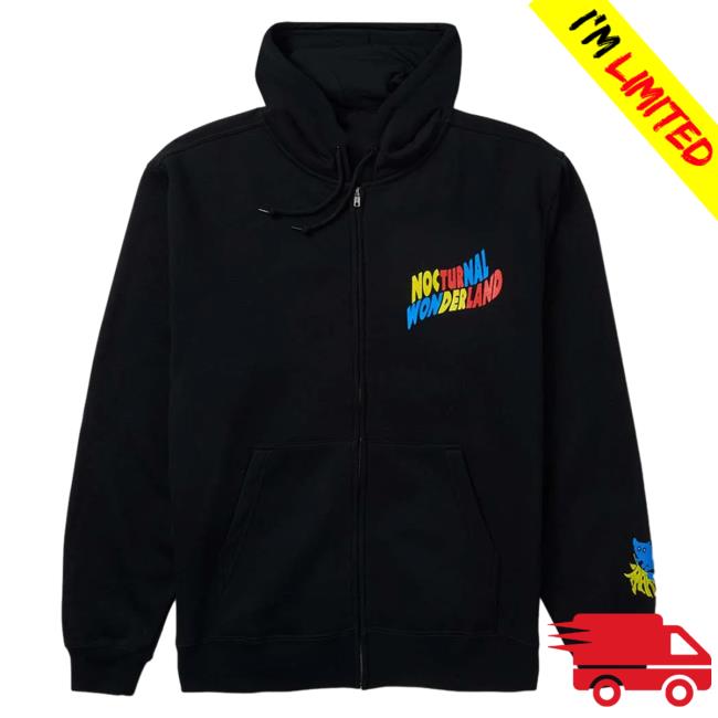 Official Insomniac Shop Merch Store InsomniacShop Nocturnal Wonderland Festival Hide And Seek Zip Up Hooded Sweatshirt
