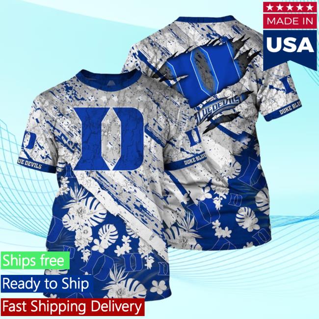 Official Duke Blue Devils Tropical Flower Style And Flag All Over Printed 3D Hoodie