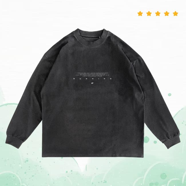 Official NF Real Music Merchandise Vintage Black "Running" Long Sleeve Shirts