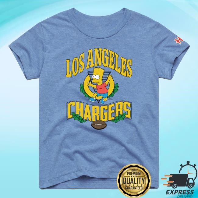 Official Los Angeles Chargers Homage x The Simpsons Youth T Shirt - Light Blue