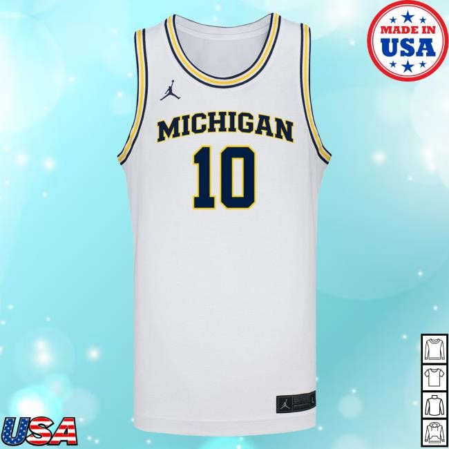 Michigan Wolverines #10 Winters Grady Student Athlete White Basketball Jersey Tshirt The M Den Shop Official