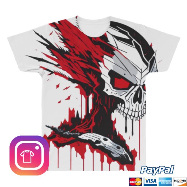 Official Artist Shot Human Skull All Over Print Tee Shirt Artistshot