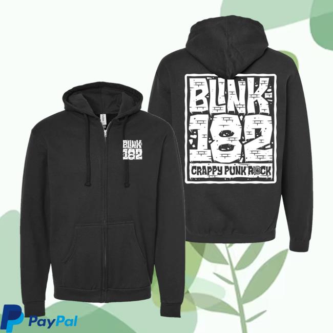 Official Blink 182 Merch Crappy Punk Rock Wall Zip Hoodie