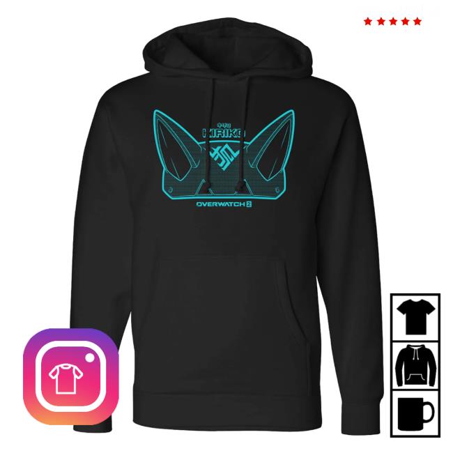 Official Blizzard Merch Store Overwatch 2 Kiriko Fox Ears Black Crewneck Sweatshirt