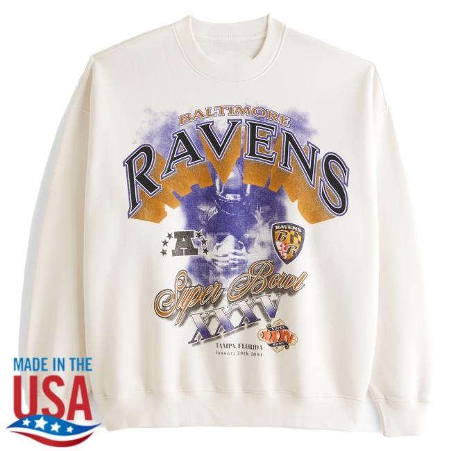 Official Abercrombie And Fitch Merch Baltimore Ravens Graphic Sweatshirt NFL by Abercrombie