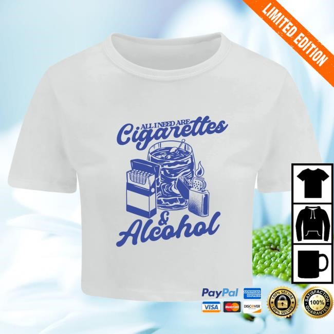 Official Day Of The Moon Store Shop Cigarettes & Alcohol Crop Shirts