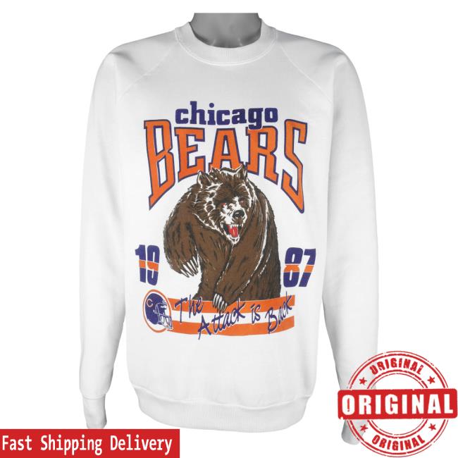 Official Vintage Club Clothing (Fruit Of The Loom) - Chicago Bears The Attack Is Back Sweater 1987 X-Large